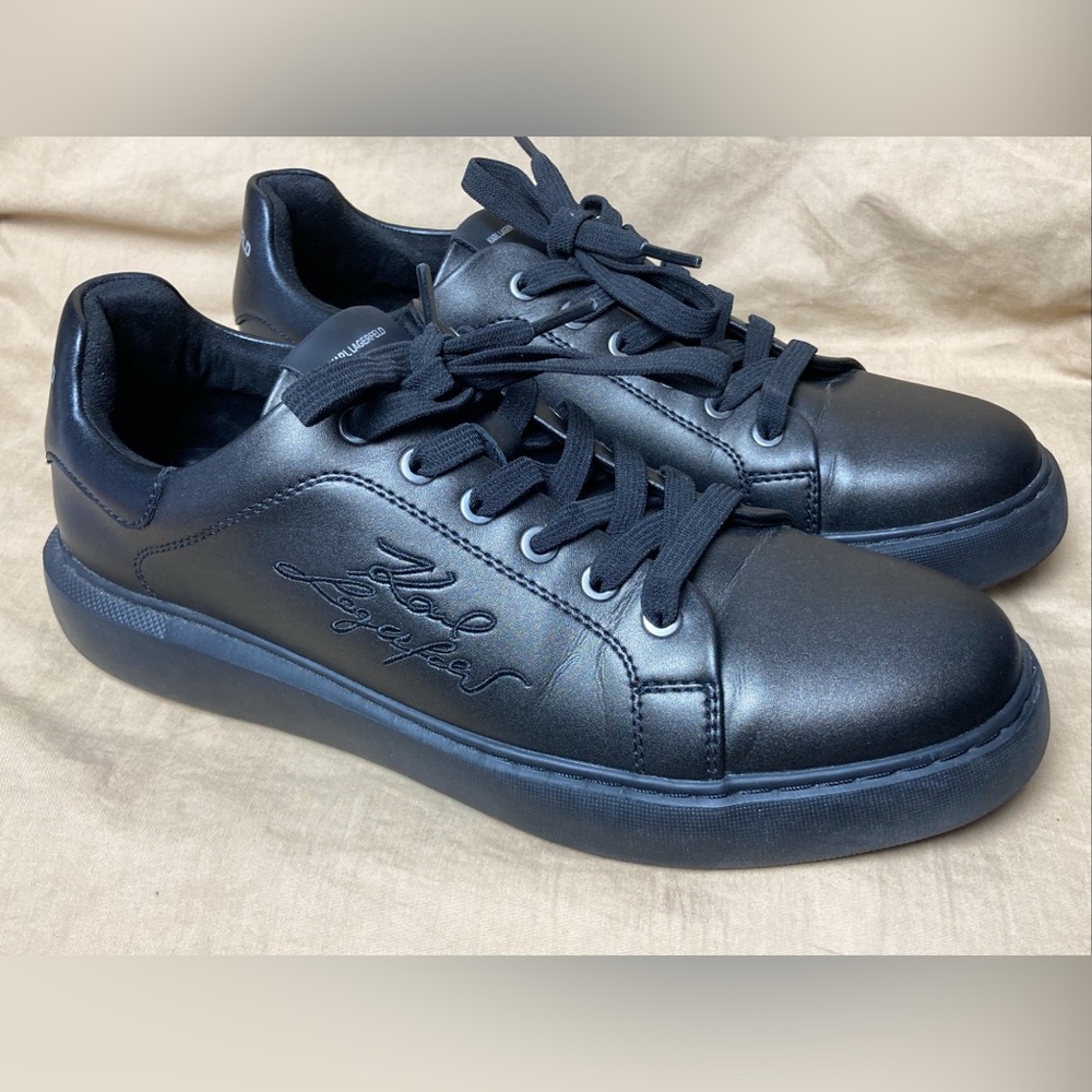 Karl Lagerfeld Embroidered Logo Metallic Black Sneakers Men's Size 11